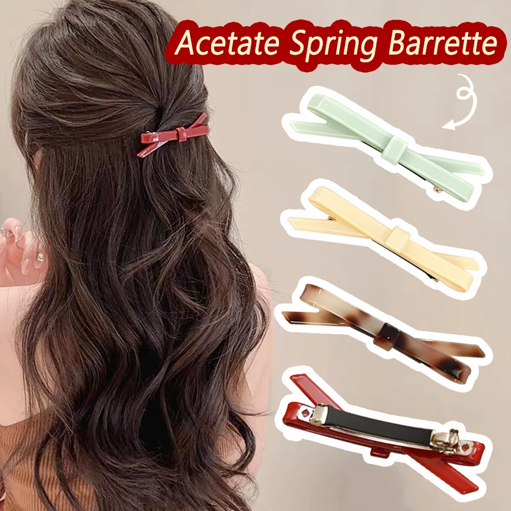

Vintage Acetate Bowknot Hair Clips Women Girls Elegant Spring Barrettes For All Hair Types Daily Use Headwear