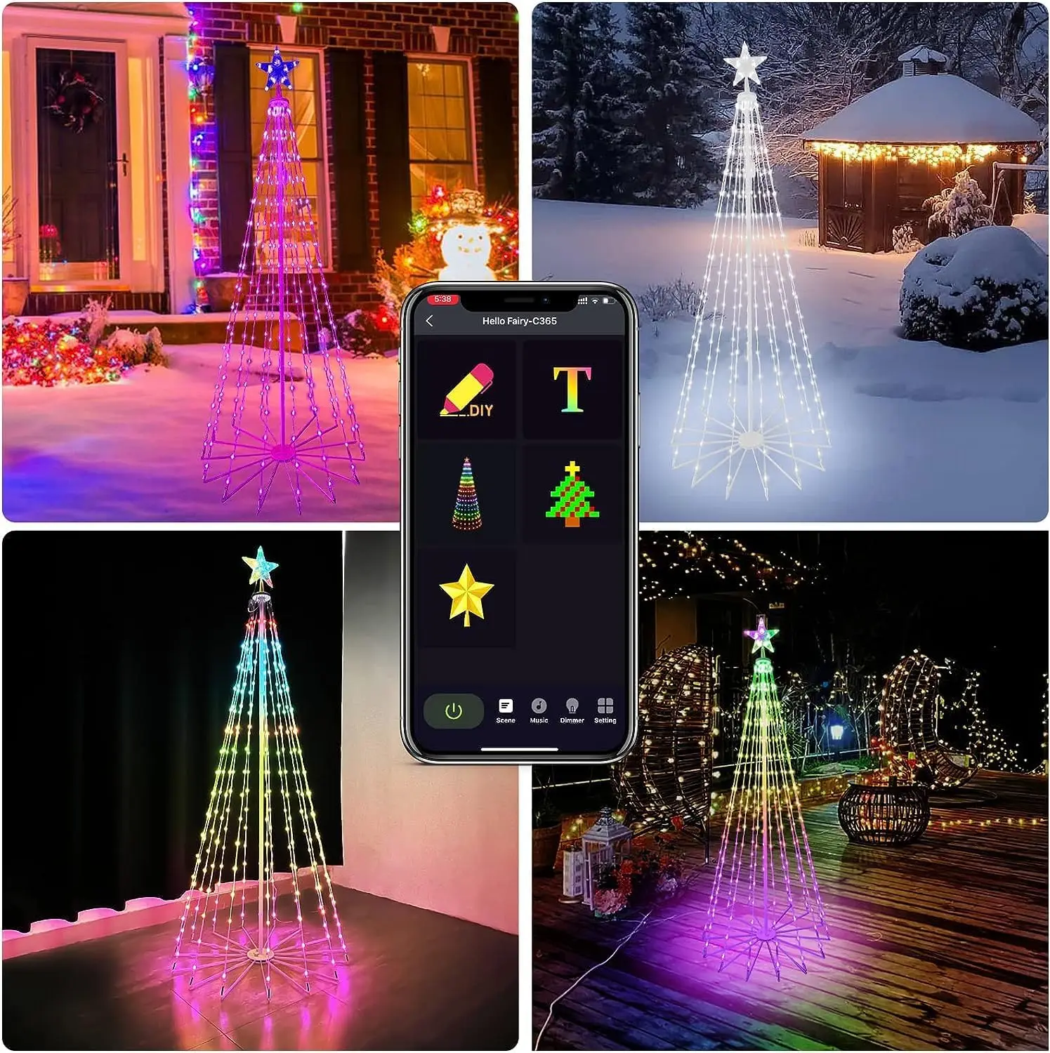 Lights Waterproof Music Sync Twinkle Light with Phone APP Remote Control, Color Changing Rope Light for Party Garden