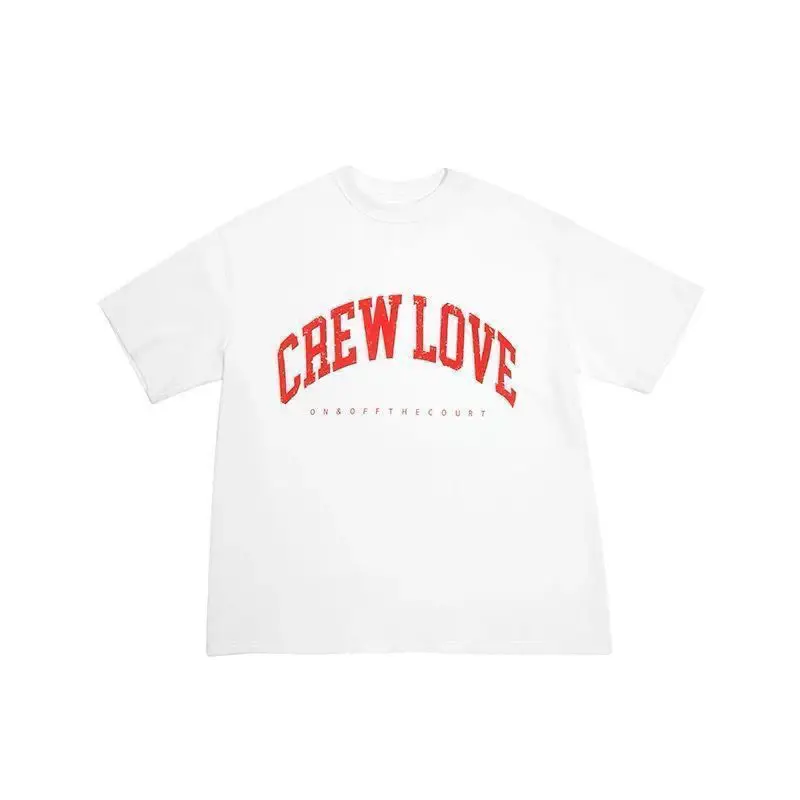 2025 New Crew Love Streetwear T-shirt Set Short Sleeve Tops with On & Off The Court Print and Vintage Sport Design Casual