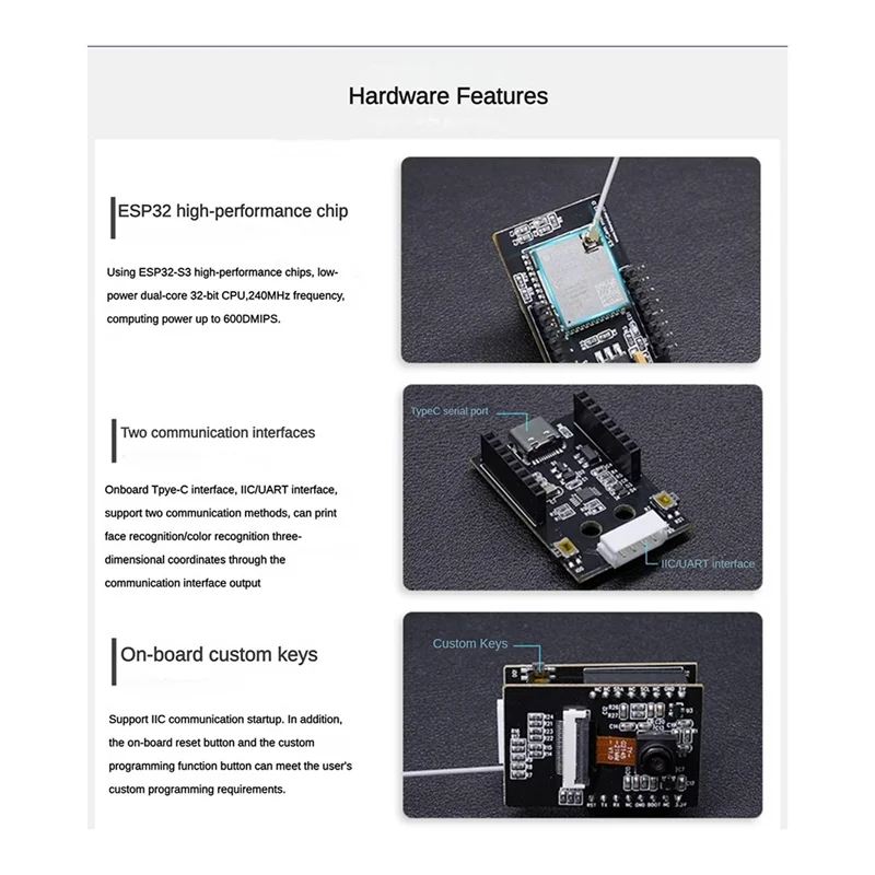 

A45F-ESP32-S3 Wifi Camera Module AI Vision Module Support Wifi Video Transmission Face And Color Recognition Dual-Mode Kit