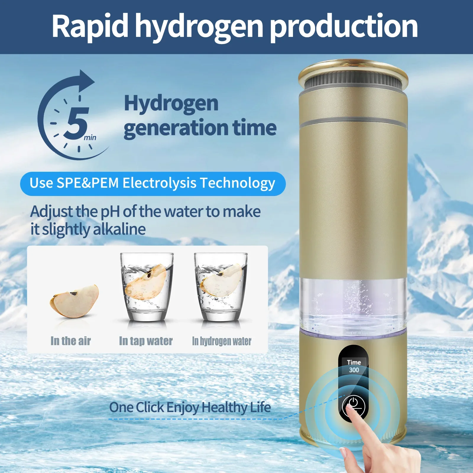 300ml Hydrogen-Rich Water Cup Electric Hydrogen Rich Water Generator Bottle Titanium Quality Filter Portable Antioxidant Lonizer