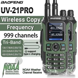 2PCS Baofeng UV-21 PRO Walkie Talkie Long Range Wireless Copy Frequency Type-C Tri band Powerful Waterproof  V2 Two Way Radio