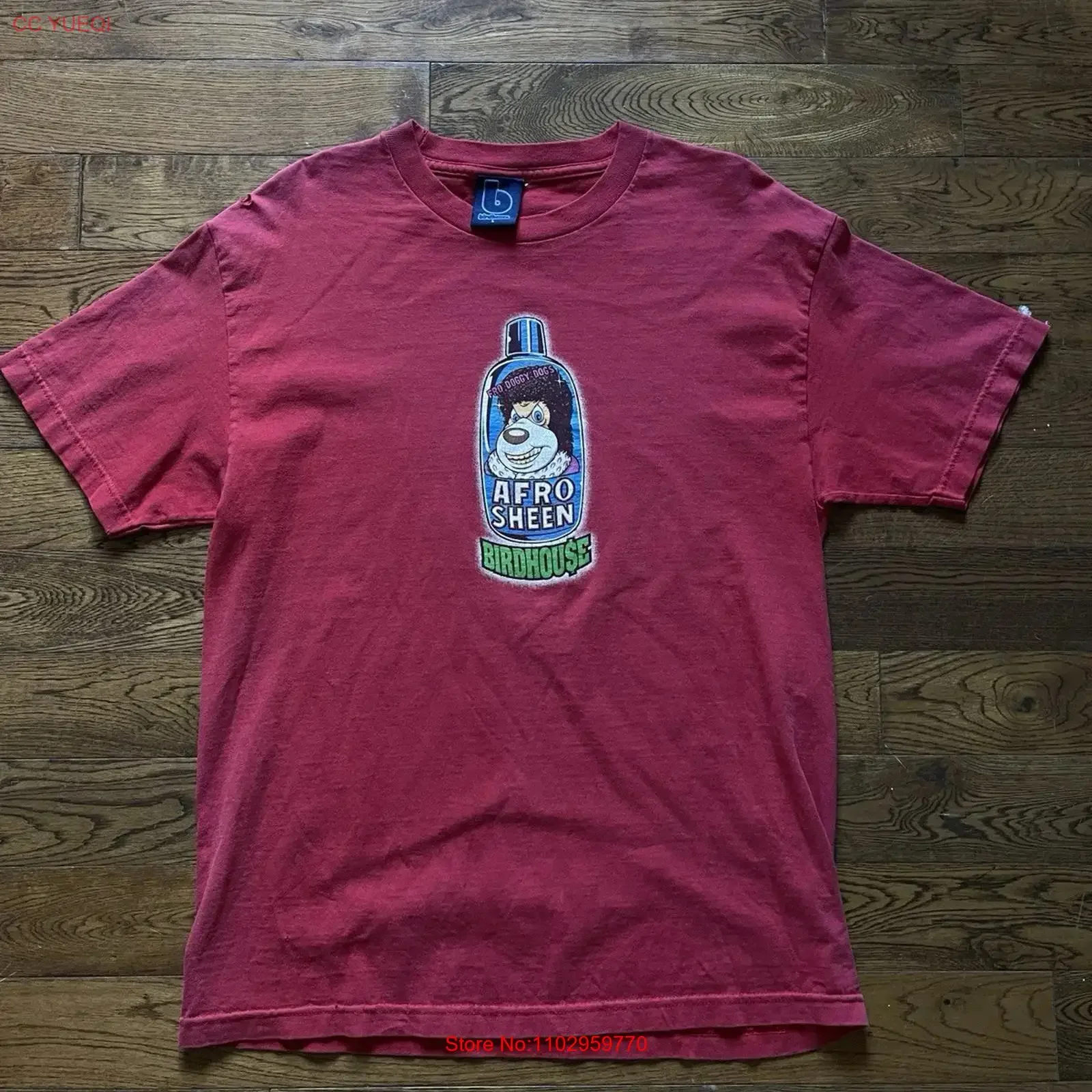 Camiseta Vintage Birdhouse Skateboards Afro Sheen Willy Santos Años 90 1990s Skate vintage Lavada para hombre Suave Versátil Ligeramente