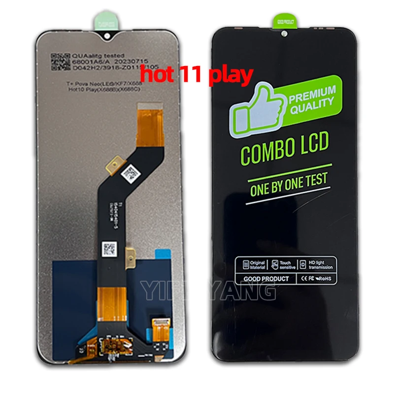 Original LCD Display Touch Screen Digitizer Assembly, Infinix Hot 9 Play 10 Lite 10I 11 Spark 6 8 Go, 100% Tested, 2PCs