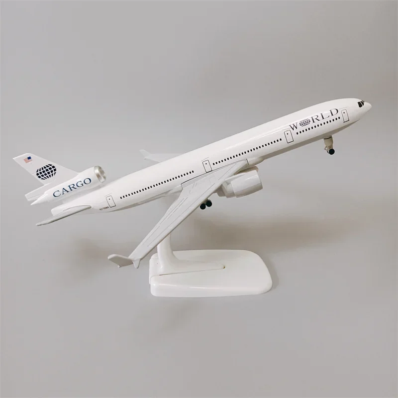 MD-11 Avião Modelo Alloy Metal Aircraft, EUA Airlines World Cargo, MD-11 Avião Modelo, Aeronave com Rodas, Landing Gears, 20cm