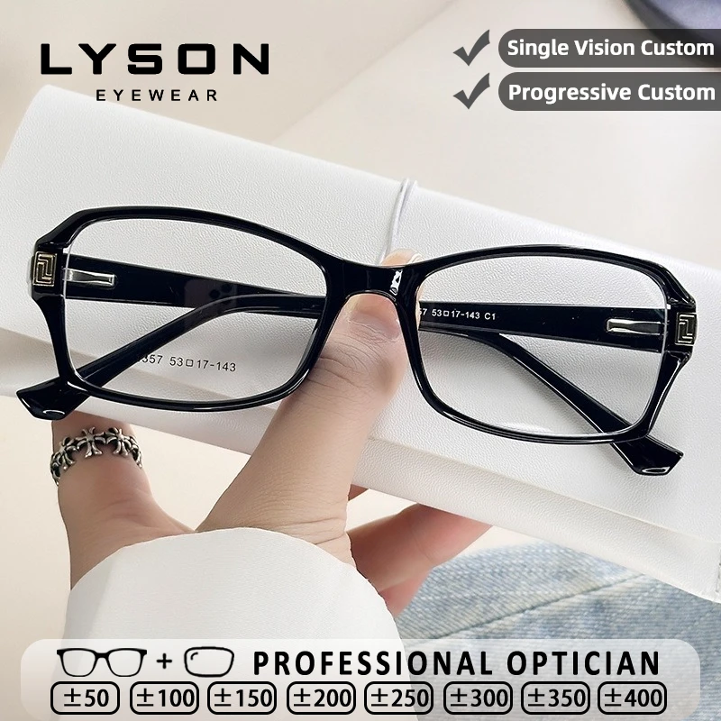 

LYSON New Fashion Rectangle Anti Blue Light Reading Glasses Women Anti-Reflective Myopia Glasses Prescription Optical Eyeglasses
