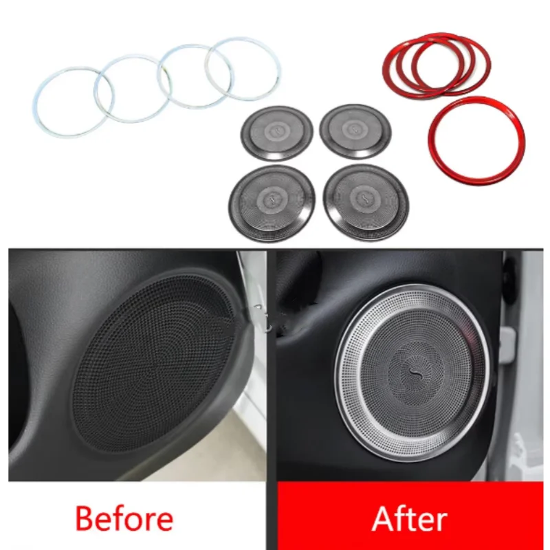 

For Honda Fit Jazz 2020 2021 2022 2023 2024 Car Door Cover Sticker ABS/Steel Audio Speak Sound Cover Ring Circle Lamp Trim Parts