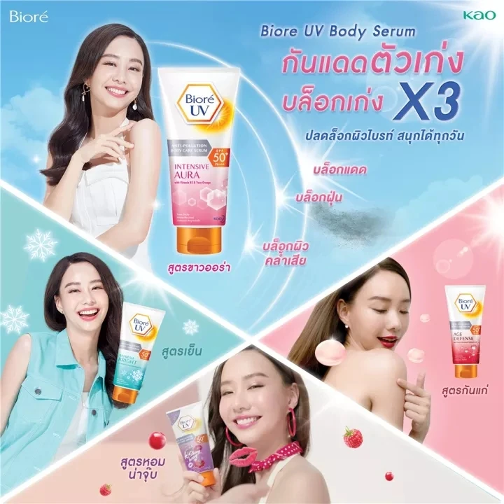 Thai Biore UV Sunscreen 150ml, Green Cooling Formula for Face & Body, Lightweight & Long-Lasting