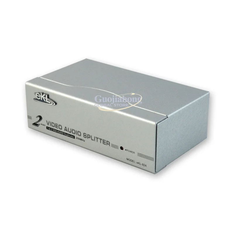 eKL-92A VGA splitter one point two, with audio, silver white, industrial grade, mixed batch, manufacturer brand