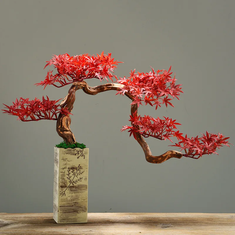

Chinese simulation bonsai red maple living room TV cabinet entrance decoration ornament home jewelry creative crafts