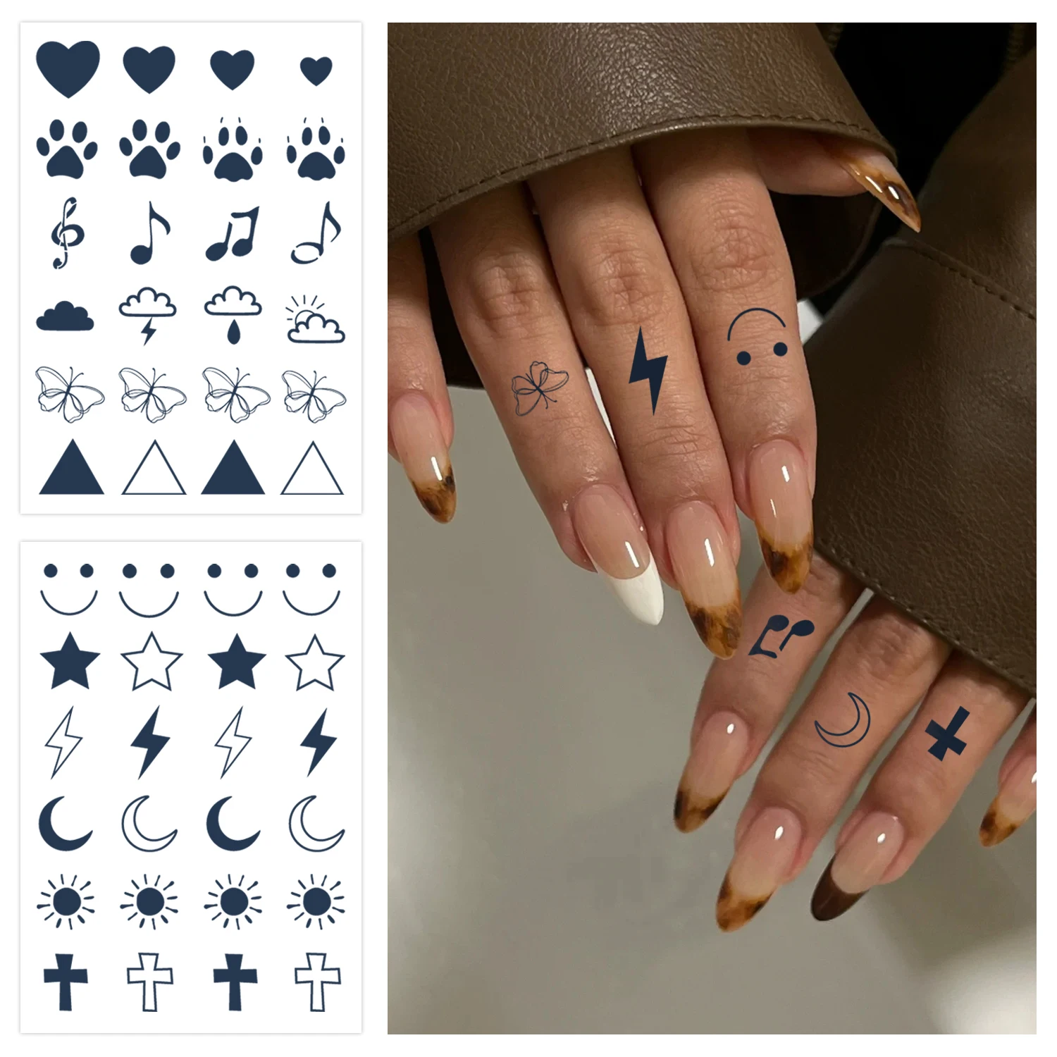 

Полуперманентные татуировки, простые графические татуировки, крест любви с пятиконечной звездой, водонепроницаемый - долговечный на 1-2 недели.