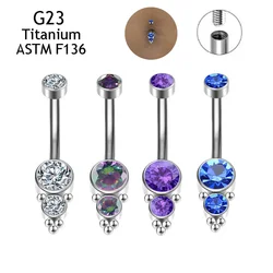 Fashion ASTM F136 Titanium Navel Piercing Body Jewelry 5/8mm 5A Zircon Stones Goth Belly Button Rings Ombligo PIERC For Women