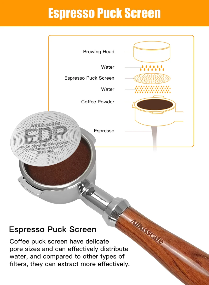 Alikisscafe Kaffee Puck Bildschirm 0,2mm Espresso Filter 51mm 53,5mm 58,5mm Für Delonghi Breville Siebträger Zubehör barista Werkzeug – Detail 7