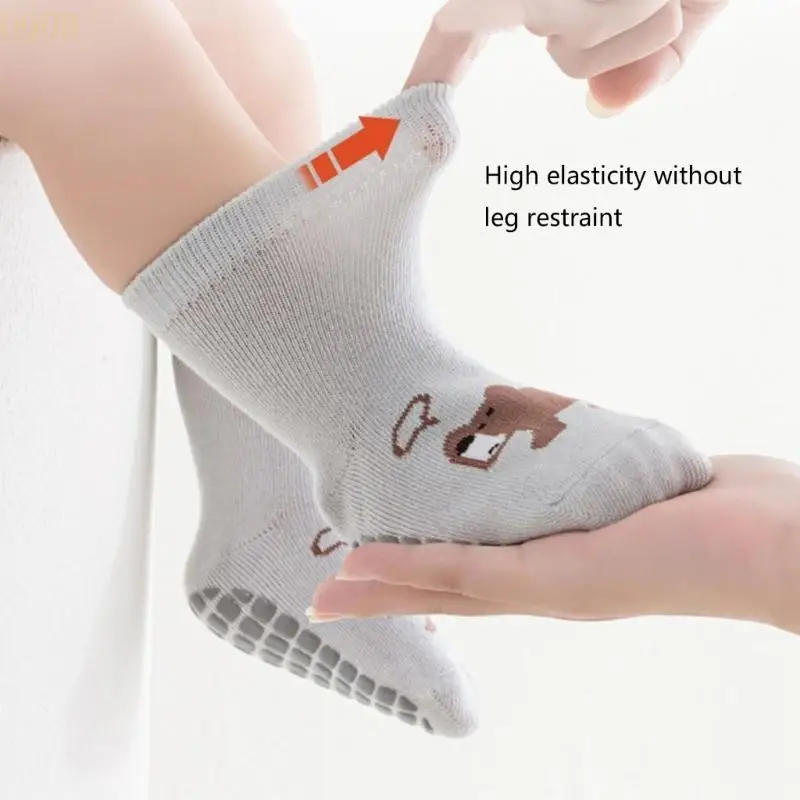 

090b 5pairs Baby Cartoon Nepos хлопковые полыные носки антислипные резиновые подошвы теплые носки
