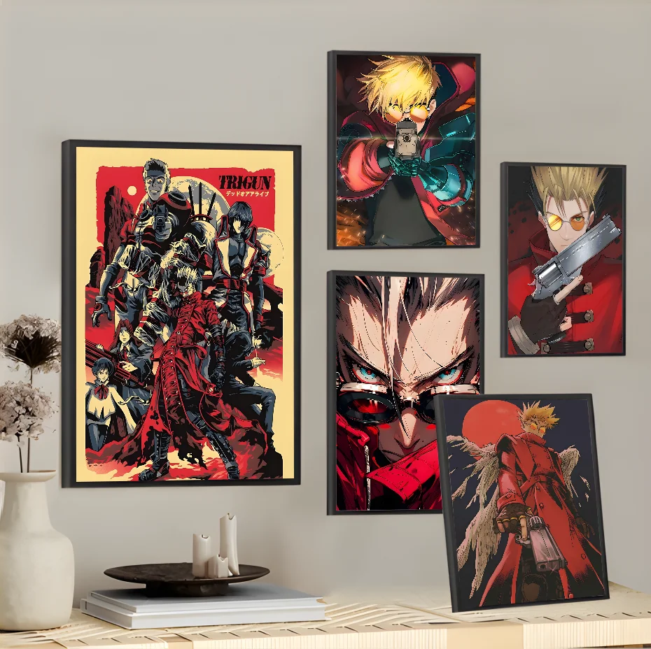 Anime T-Trigun N-Nicholas Japanese Cartoon Poster Sticky Wall Art Printing Waterproof Home Living Bed Room Bar Aesthetic Decor