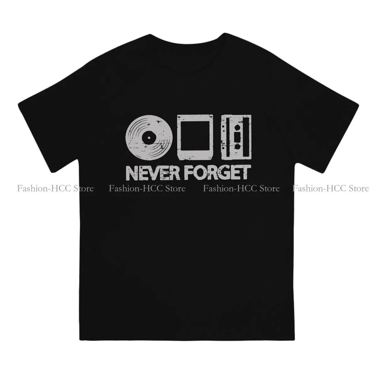 Old Audio Formats Vinyl Record Cassette  8 Track Graphic Polyester TShirt Tape Never Forget Creative Tops T Shirt Men