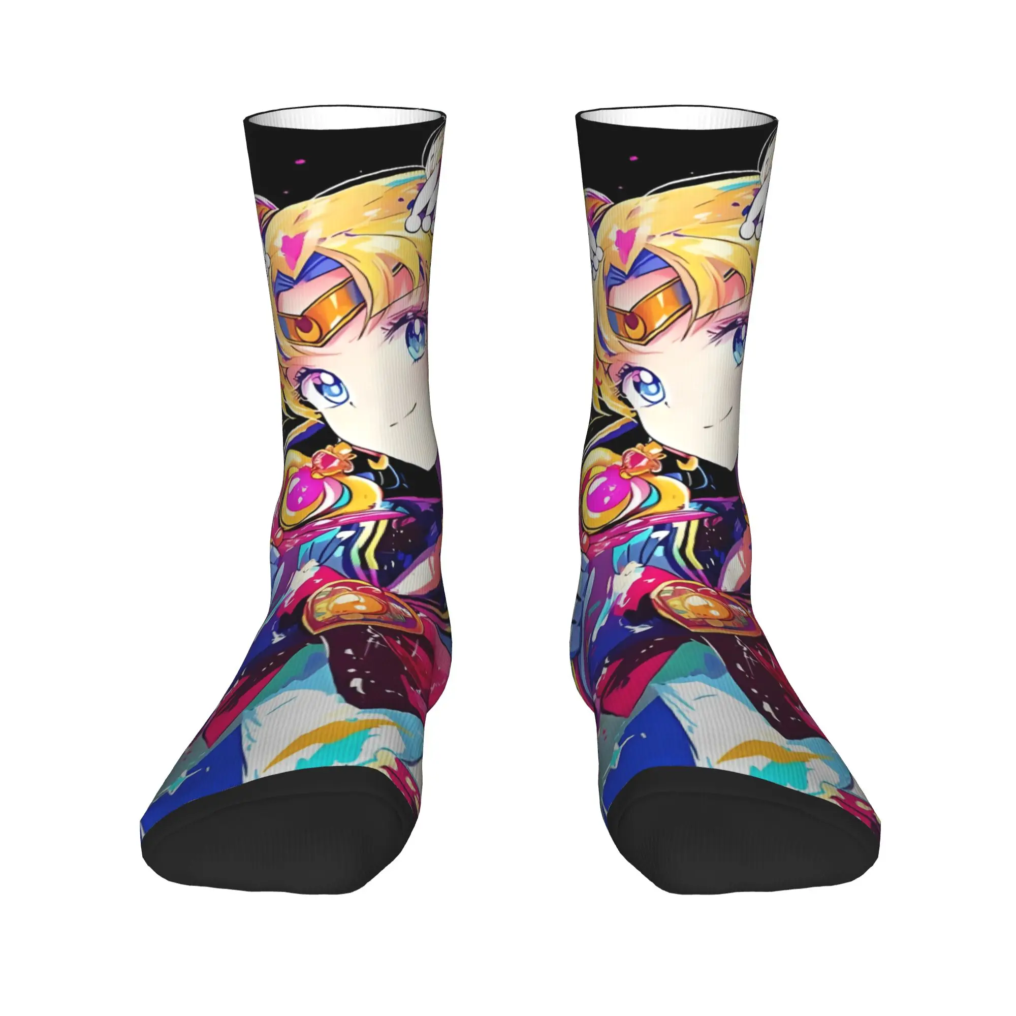 Funny Sock Bandai Moonlight Power Sailor Moon In Her Element Vintage Quality Pattern Printed Men Crew Socks Novelty Men's Socks