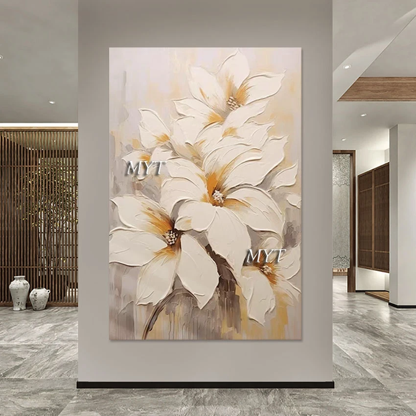 Lily Textured Abstract Flower Painting Large Living Room Wall Pictures Artwork Canvas Hand Painted Modern Art Import Home Decor