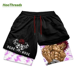 Baki Hanma Anime Gym Workout Shorts for Men Athletic 2 in 1 Compression Shorts Breathable Activewear Fitness Training Running