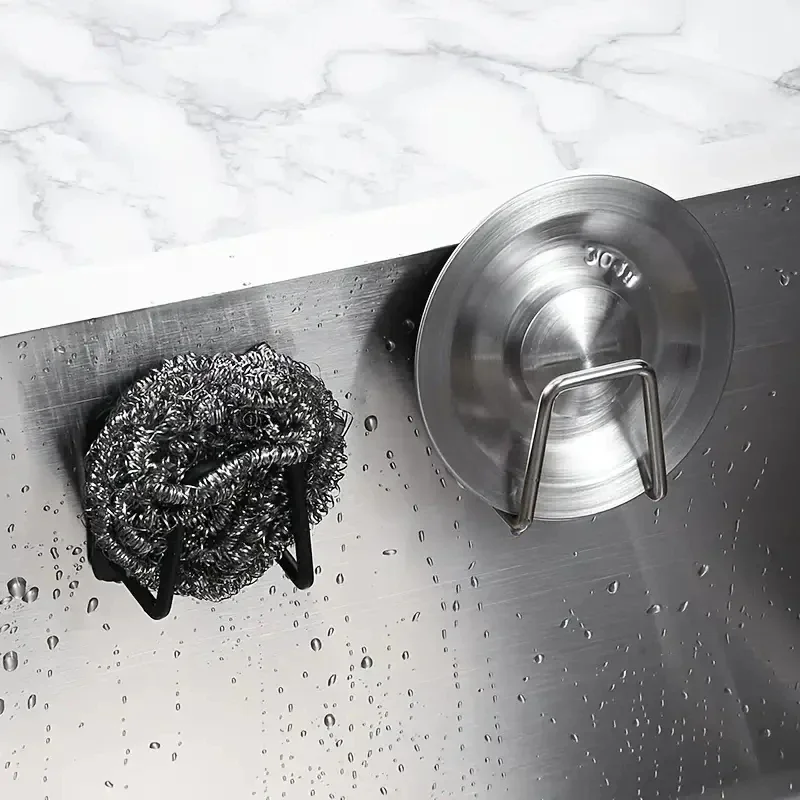 Sink Sponge Holder For Kitchen Slivery Stainless Steel Household Water Channel Dishcloth Rag Storage Rack