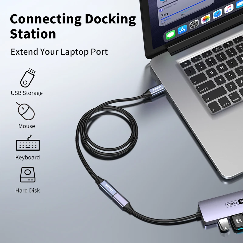 Unnlink USB C Extension Cable 20Gbps USB 3.2 Gen 2 PD 100W Charging Compatible Thunderbolt 3 for Macbook Samsung USB Hub Dock 8k