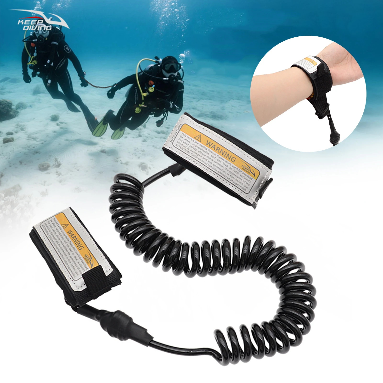 3 Meters Scuba Diving Spring Safety Rope TPU Anti-lost Spiral Lanyard Surfboard Surfing Swimming Accessories
