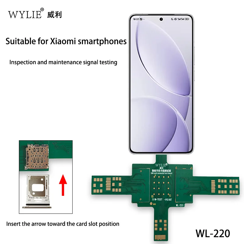 

Wylie WL-220 SIM Card Slot Signal Test Board for Xiaomi Mobile Phones – Universal Smartphone Repair Tool for Signal Testing