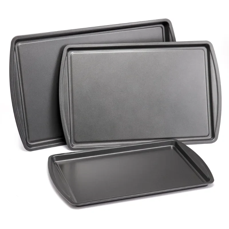 

New upgrade 3PC Nonstick Cookie Set, 11.2" x 17.2", 10.2" x 15.2", 9.2" x 13.2", Gray