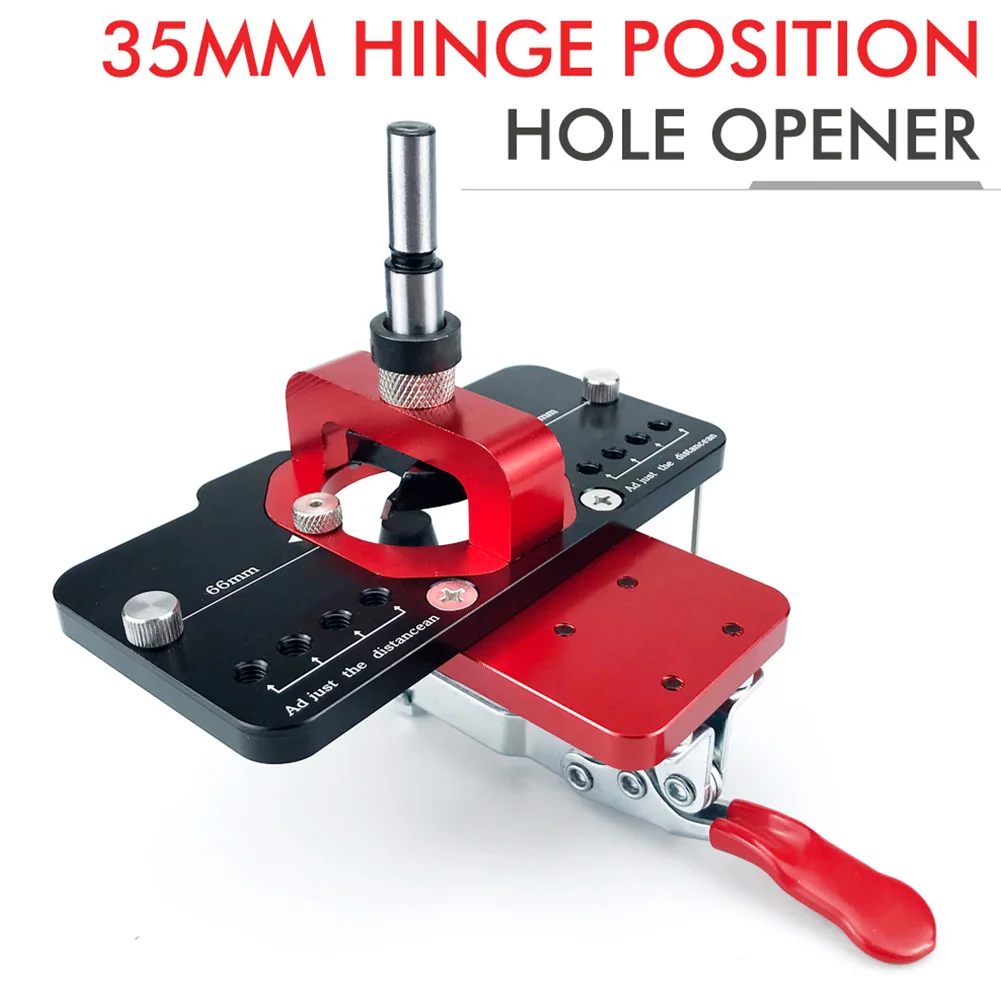 

Woodworking Hole Drilling Guide Locator 35mm Concealed Hinge Drilling Jig Kit Aluminum Alloy Hole Opener Tools for Door Cabinet