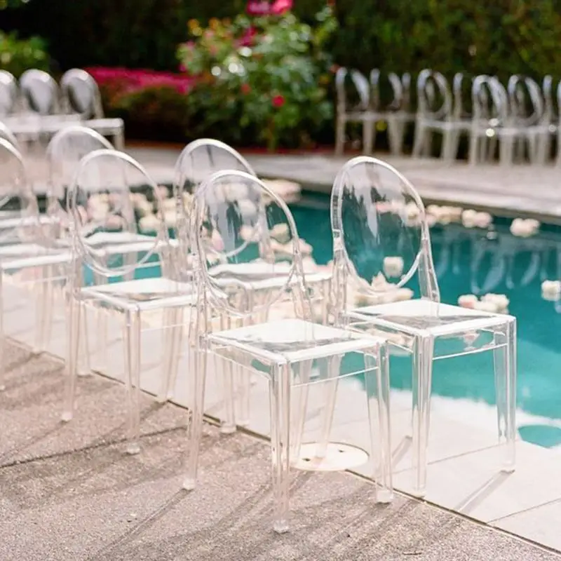 Modern minimalist outdoor hotel party Party Clear crystal plastic wedding chairs