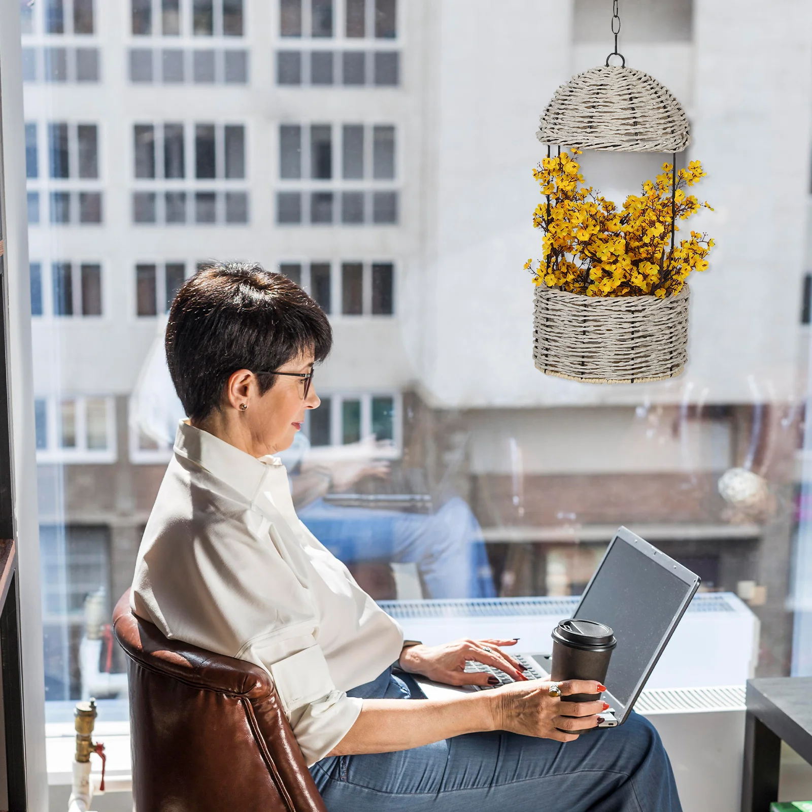 

Hanging Woven Wall Basket For Plants Space Saving Wall Mounted Flower Basket Decorative Planter For Balcony Garden Home