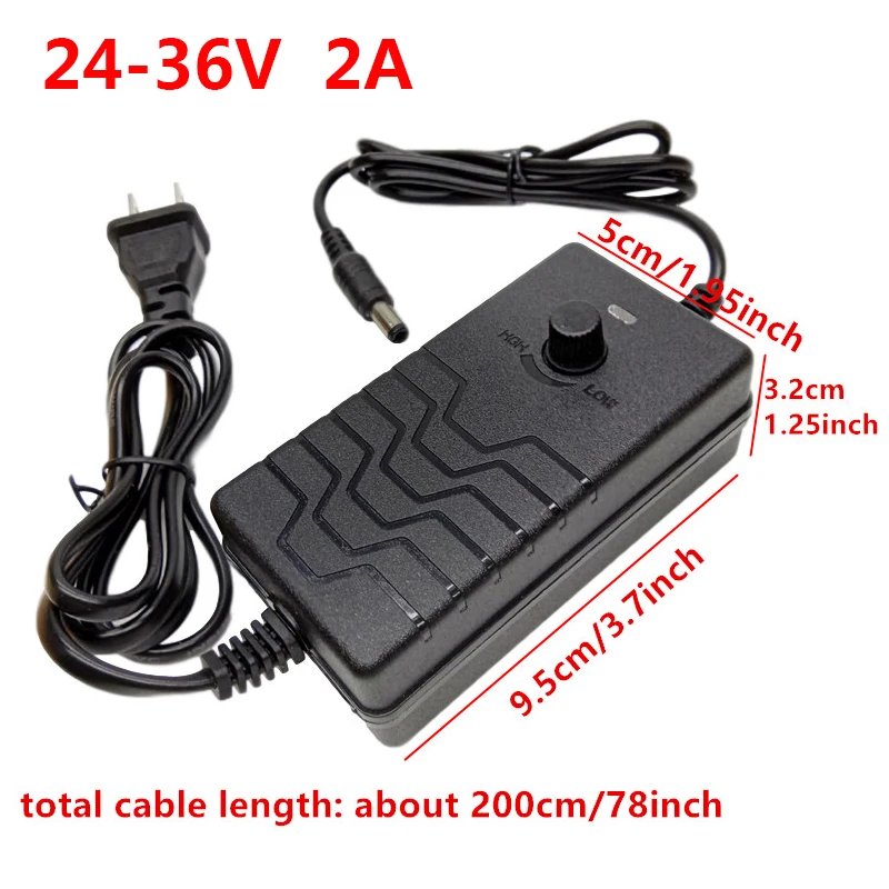 Universal Source 24v to 36v Adjustable Power Supply 26V 28V 29V 30V 32V 34V 2A Power   Adapter Alligator Clips Test Lead Cable