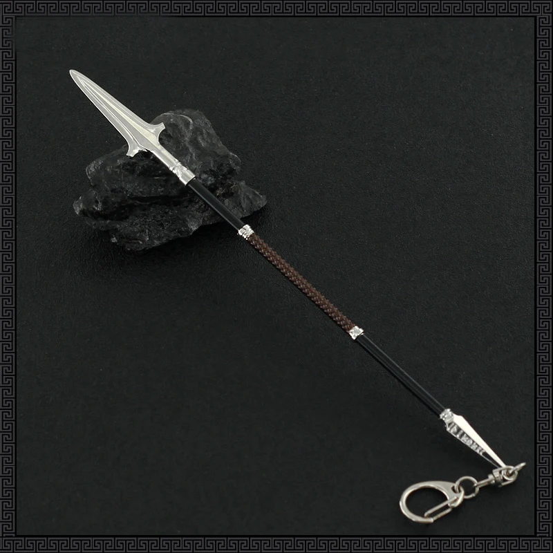 22cm Spear of Leonidas Keychain Kassandra Eivor Assassin's Odyssey Valhalla AC Game Peripheral Home Ornament Crafts Collection