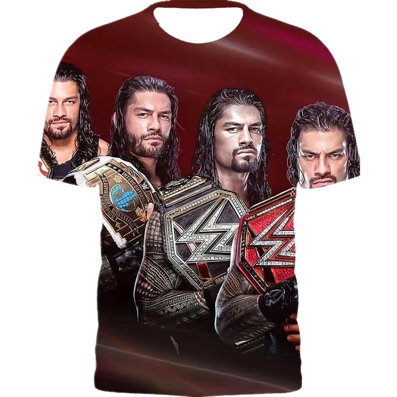 Men's Summer 3D Printed Roman Reigns Wrestling Fighting Fan T-shirt Women's Children's Casual Sports Top