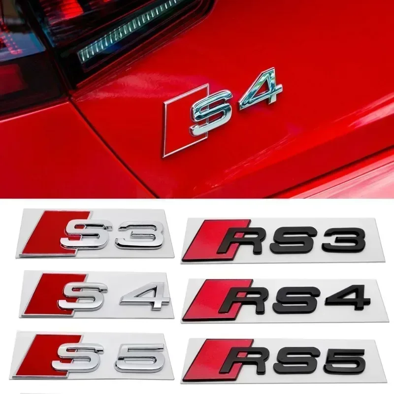 3D Car Stickers and Decals For Audi RS S3 S4 S5 S6 S7 S8 A3 A4 A5 A6 A7 A8 Q3 Q5 Q7 TT Rear Trunk Body Emblem Badge Stickers