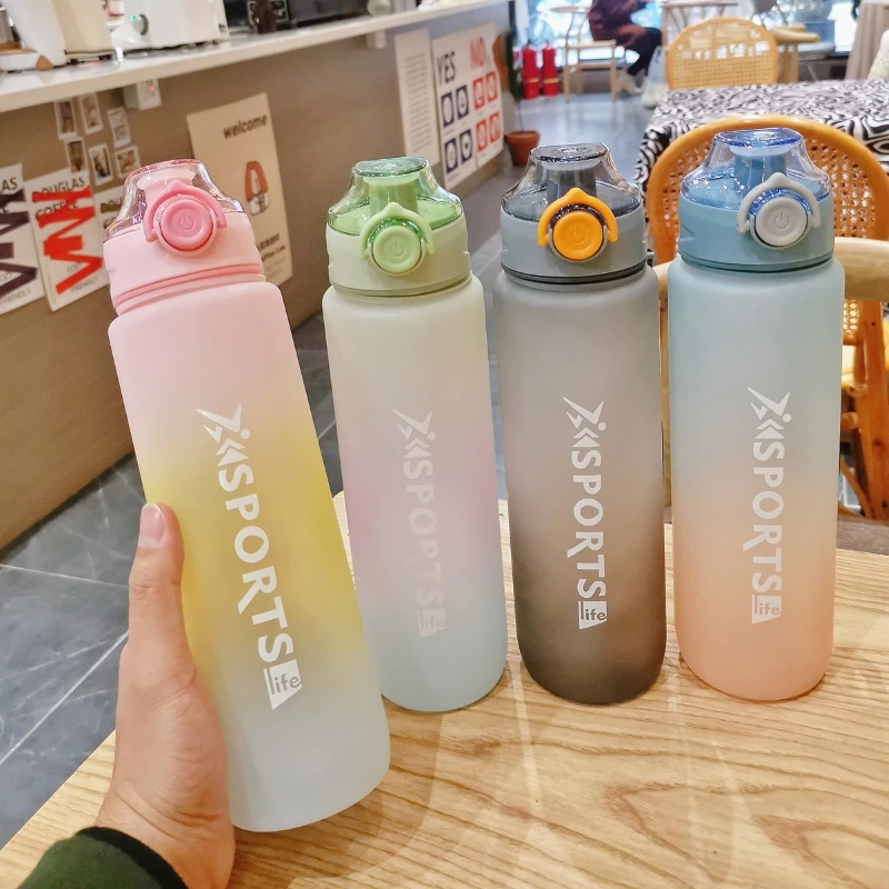 

Fashion Portable Sport Fitness Cup Summer Outdoor Travel Drink Tumbler 1L INS Water Bottle Cute Plastic Frosted Leak Proof Mug