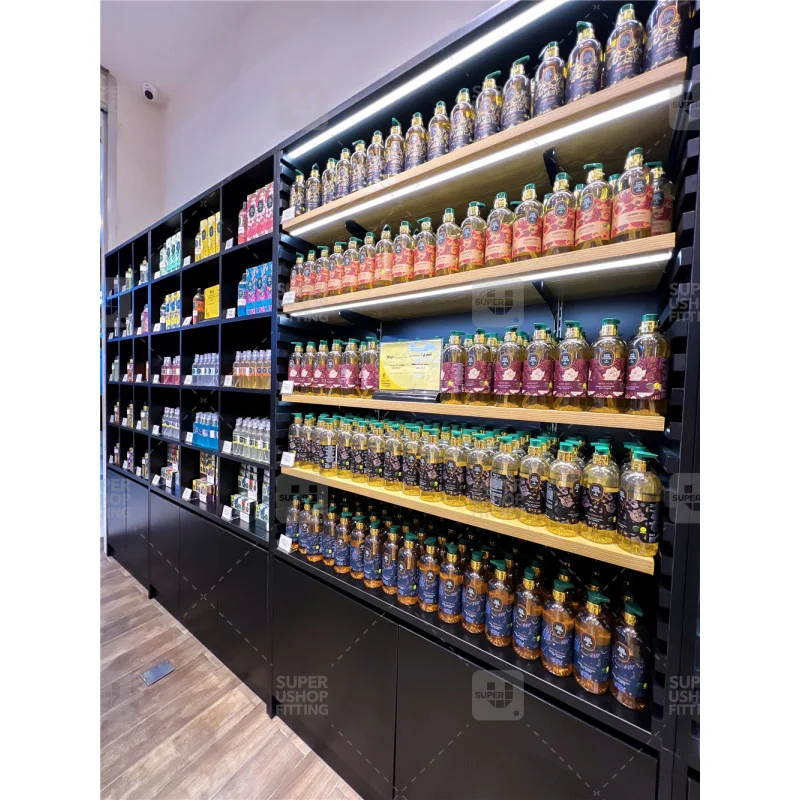 Estantes de madera para tienda de maquillaje, diseño de tienda interior de cosméticos, exhibición de perfume, a la moda, personalizado