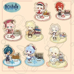 Anime Genshin Impact Tartaglia Xiao Zhongli Hu Tao Sweets Paradise Double Plug Cosplay Q Version Acrylic Stand Model Figure