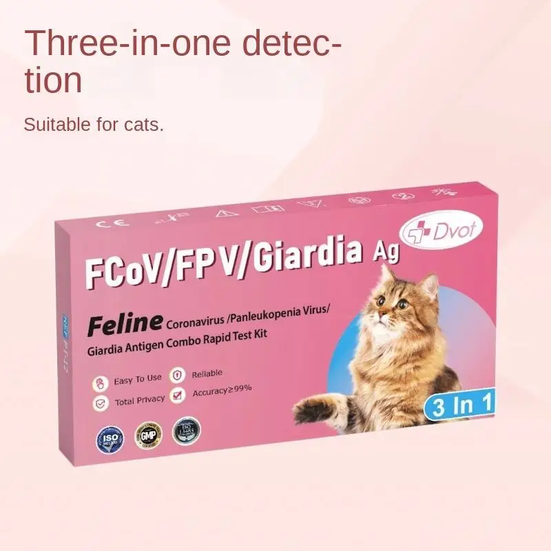 3-in-1 Cat Rapid Test Kit – FCoV / FPV / Giardia Antigen Combo Detection for Cats – Easy, Reliable & 99%+ Accuracy