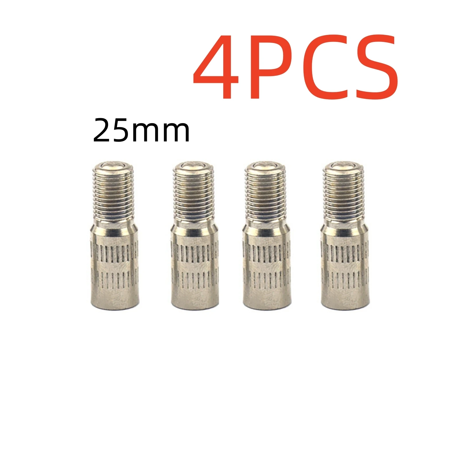 4PCS 25/39mm Silver Metal Front & Rear Chrome Tyre Wheel Valve Extension Caps Stem For Car Truck Van Extender Auto Accessories