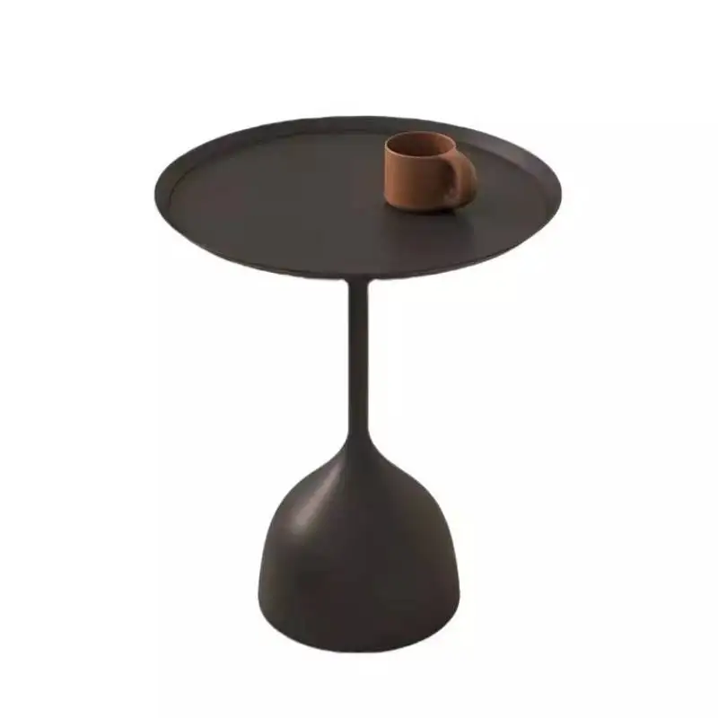 Meja Kopi Hitam Desainer Meja Kopi Sisi Bulat Mini Tinggi Multifungsi Furnitur Mesa De Centro Sala Lantai Mewah Rumah