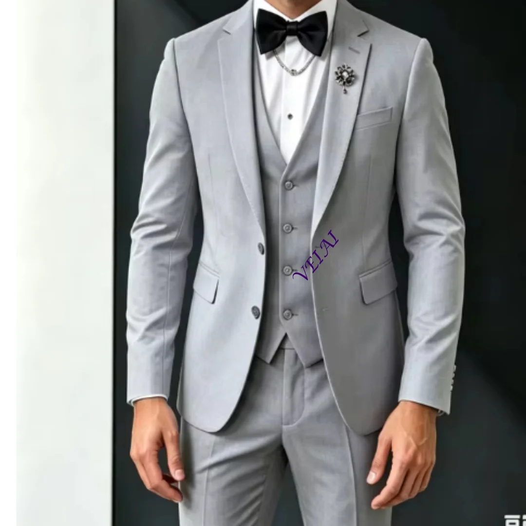 Hugh Quality Single-Breasted Men Suits Ropa Hombre Peaked Lapel Groom Tuxedos 2 Pieces Sets Male Party Prom Blazer Customized