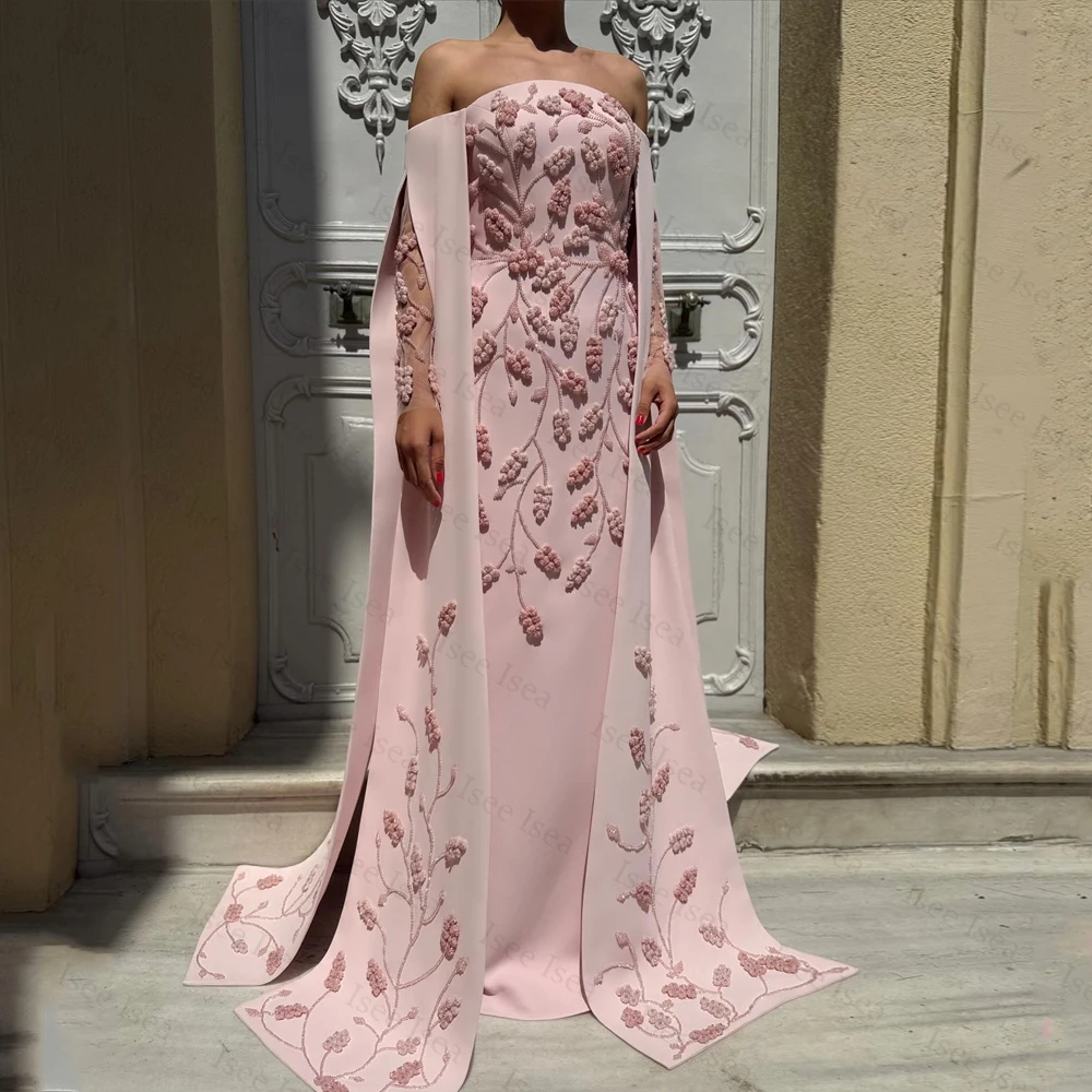 

Beaded Applique Evening Dresses Dubai Off Shoulder Full Sleeve Luxury Prom Party Gowns فساتين سهره فاخره 2026