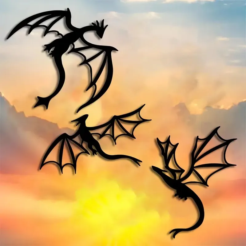 Arte de pared de metal con diseño de dragón, regalo para entusiastas de los dragones, decoración de habitaciones, arte de fantasía de cuevas legendarias, arte de pared de metal para decoración de interiores y exteriores, terraza, balcón