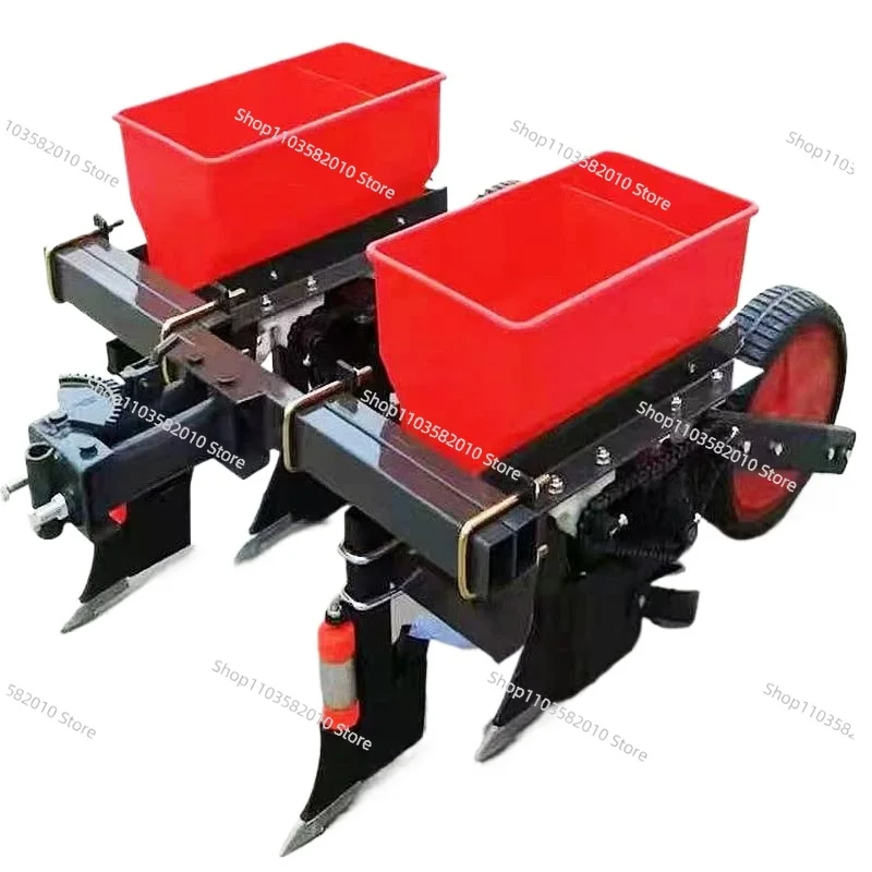 New micro-tiller hand-held tractor four-wheel matching double-row corn soybean fertilizer seeder fine sowing