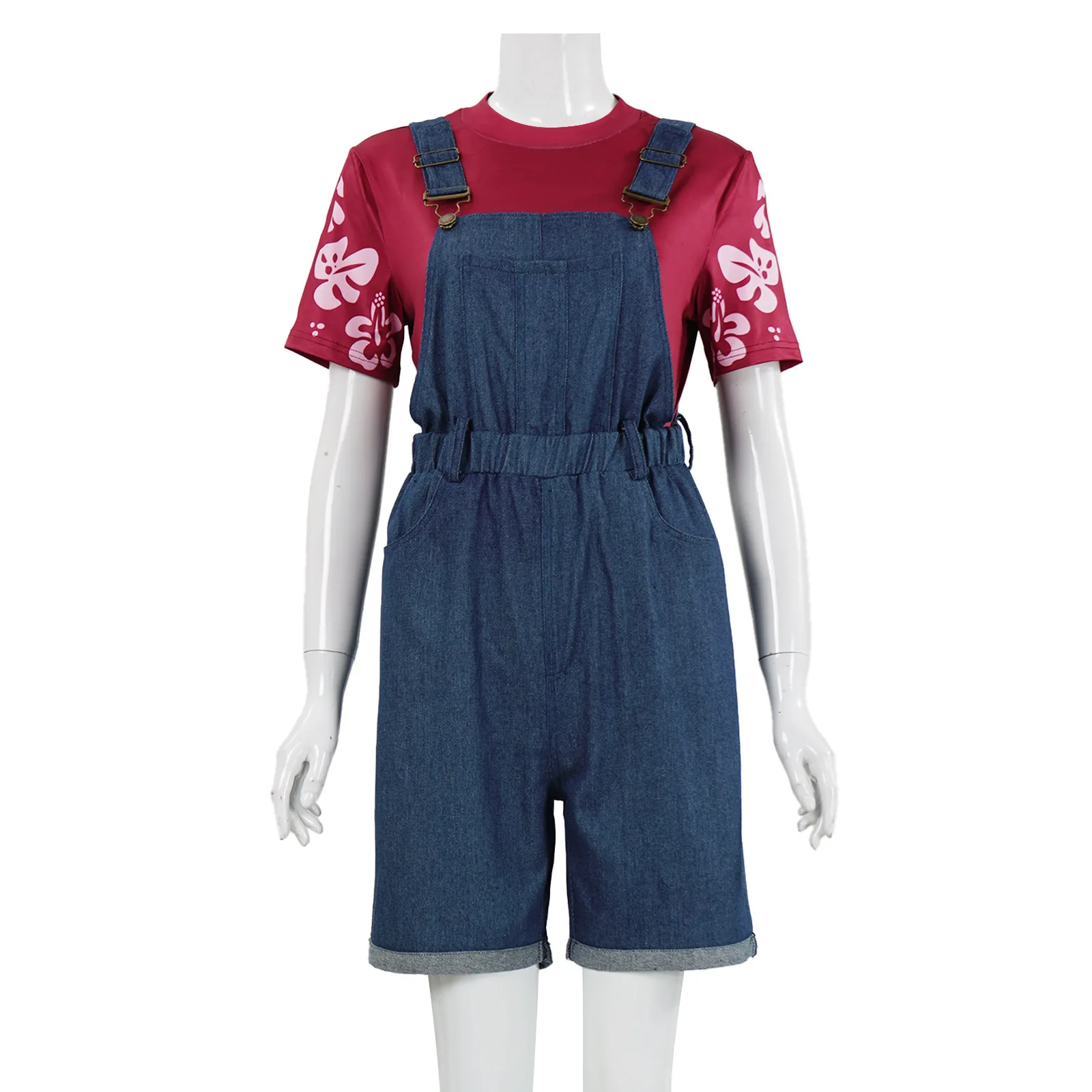 

Anime Lilo Cosplay Costume Stitch Outfit Uniform Shirt Suspenders Rompers Halloween Carnival Disguise Suit
