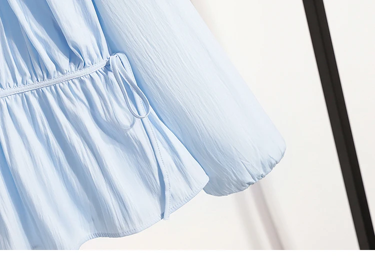 2026 Weiße Bluse mit Kordelzug-Taille, langen Ärmeln, lockerem Schnitt, verjüngendem Peplum, Babydoll-Stil, lässiges Top aus Crinkle-Stoff – Detail 22