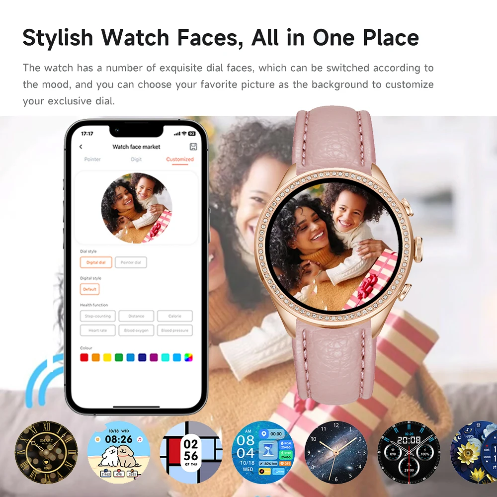 Mode Luxus Gold Frauen Smart Uhren Valentinstag Geschenk Diamant Armband Bluetooth Anruf Benachrichtigung Erinnerung Smartwatch Damen