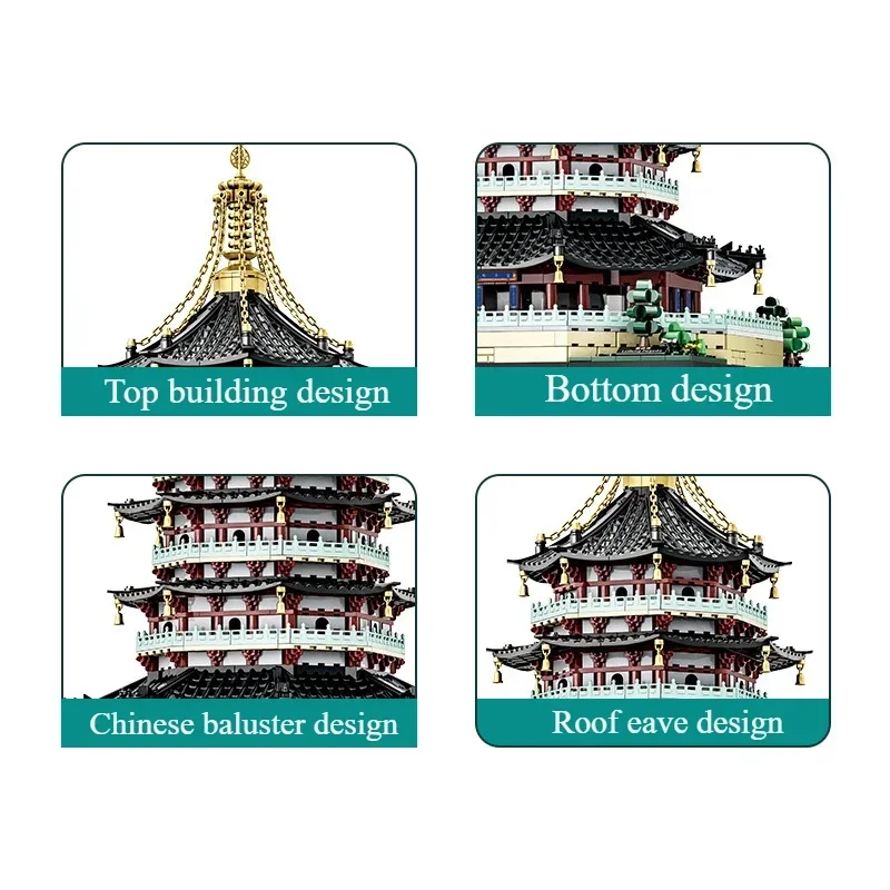 Kreative Bausteine Spielzeug China Historische Antike Architektur Leifeng Turm Pagode Bau Modell Ziegel Spielzeug Sammlung