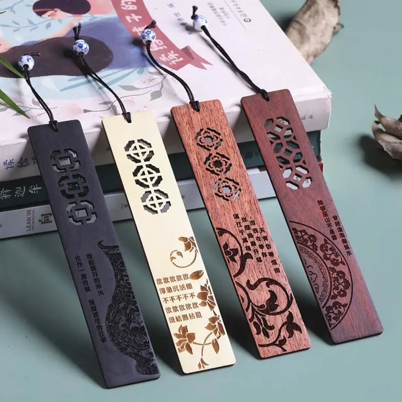 Chinese Style Carving Wooden Bookmark Creative Retro Ebony Book Mark School Gift Student Office Reading Cute Stationery Supplies